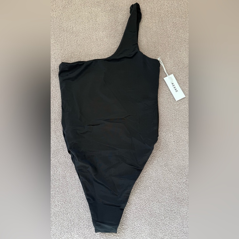 AEXAE - One-Shoulder One Piece Swimsuit - Black